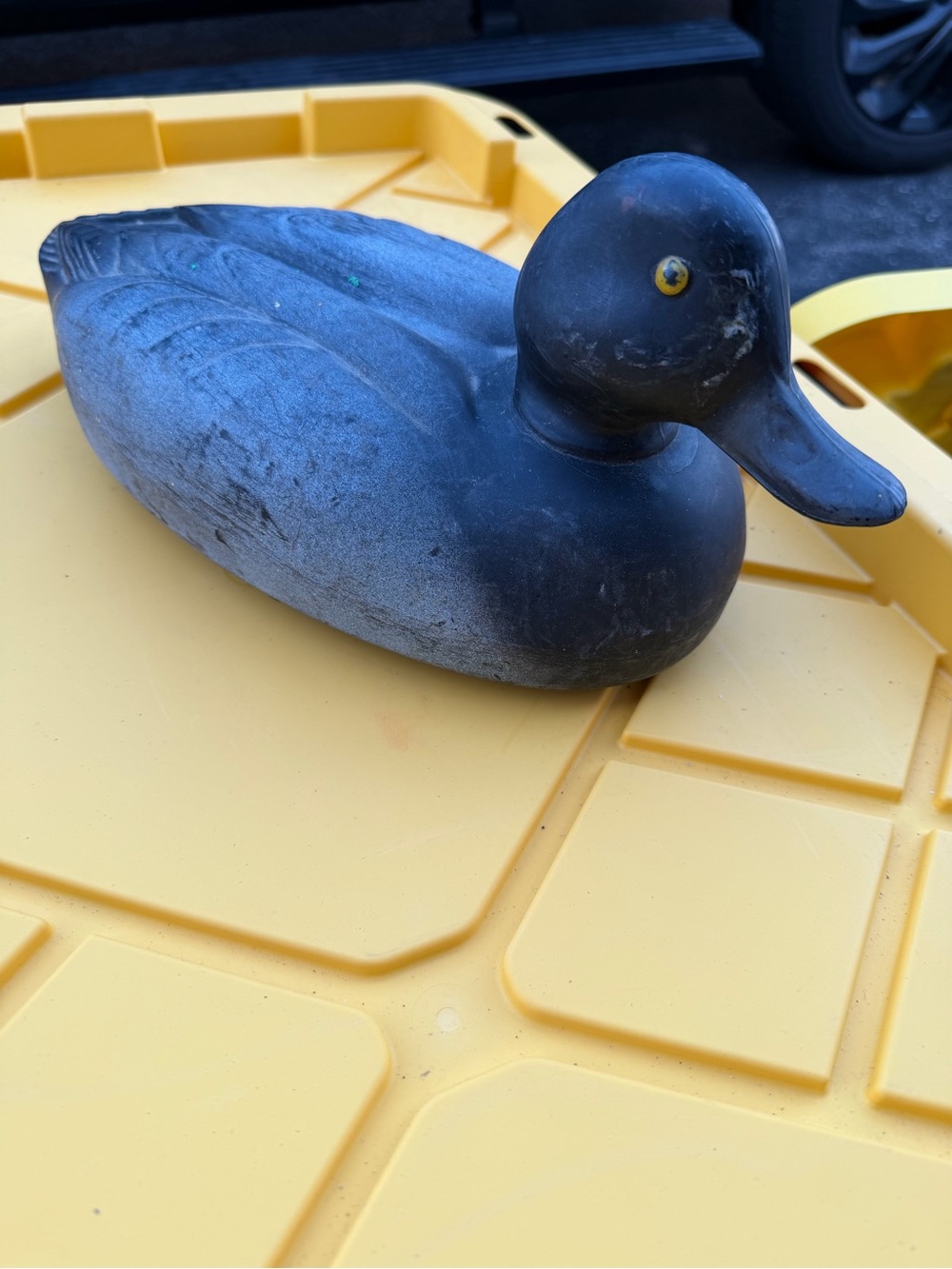 Antique Herter’s inc Black Duck Decoy with Yellow Eyes